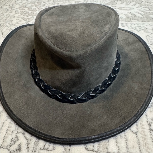 Barmah Australia Hat~dark gray Leather Felt w/Braid medium - Picture 7 of 10
